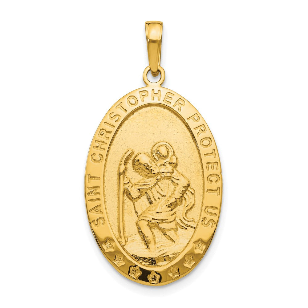 10K / 14K Yellow Gold Saint Christopher Medal Pendant - Product Photo