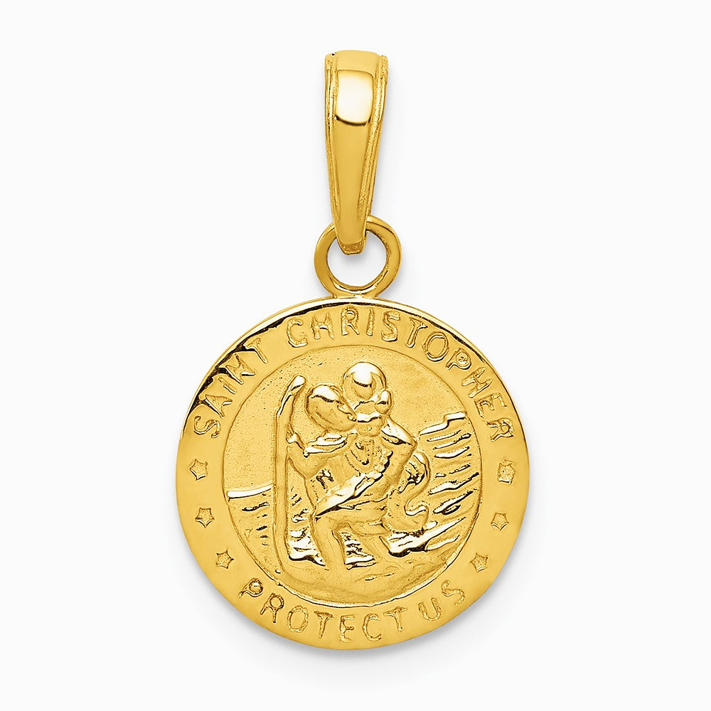 10K / 14K Yellow Gold Saint Christopher Medal Charm - Product Photo