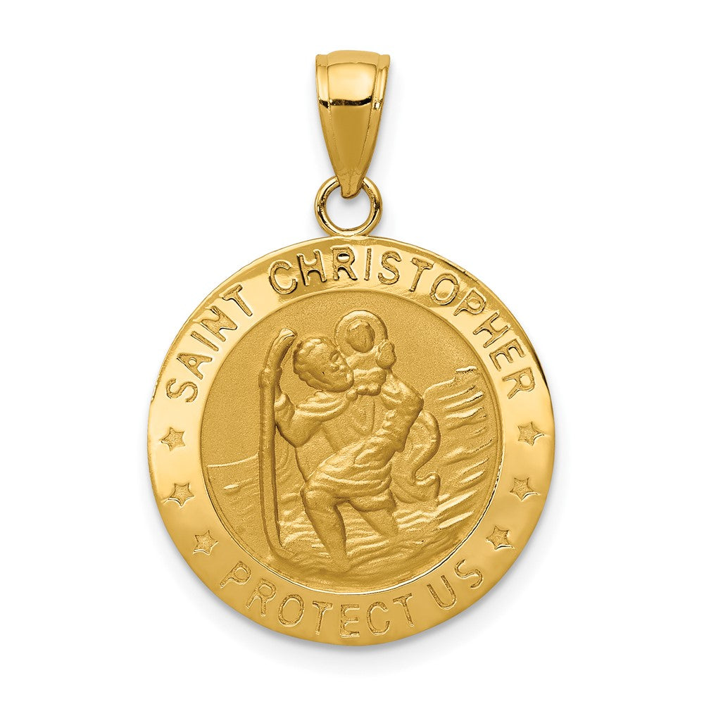 10K / 14K Yellow Gold Saint Christopher Medal Pendant - Product Photo