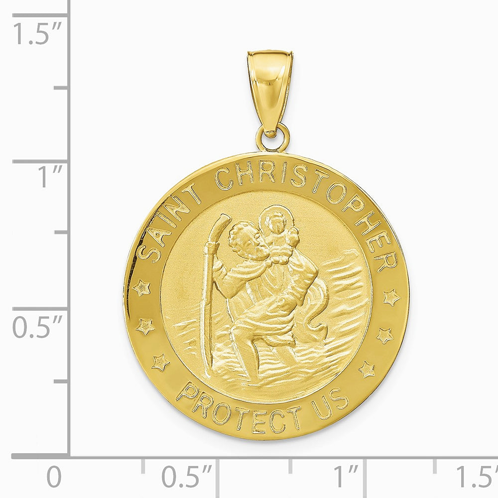 10K / 14K Yellow Gold Saint Christopher Medal Pendant - Product Photo