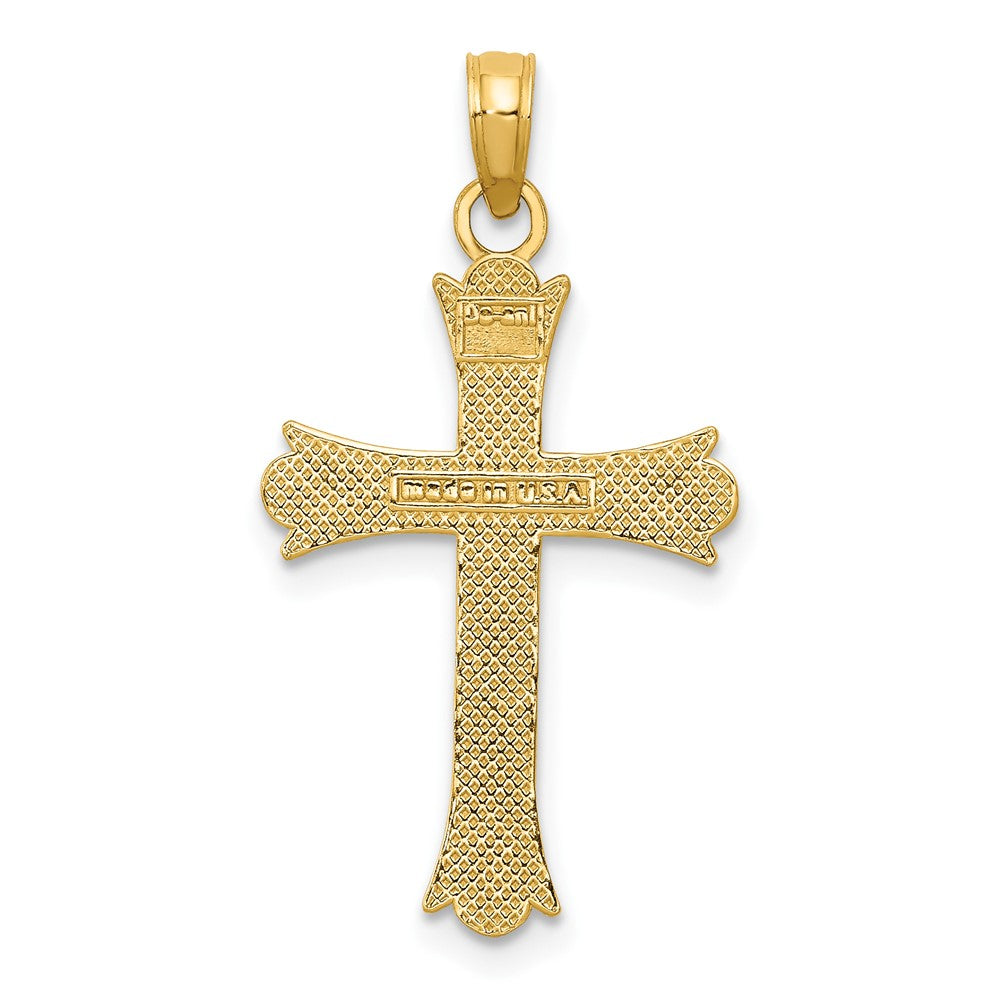 10K / 14K Yellow Gold Fleur De Lis Cross Pendant - Product Photo