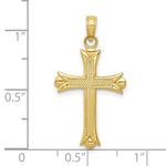 10K / 14K Yellow Gold Fleur De Lis Cross Pendant - Product Photo