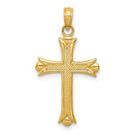 10K / 14K Yellow Gold Fleur De Lis Cross Pendant - Product Photo