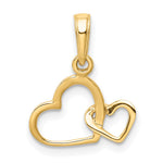 10K / 14K Yellow Gold Polished Intertwined Double Heart Pendant - Product Photo