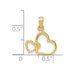 10K / 14K Yellow Gold Polished Intertwined Double Heart Pendant - Product Photo