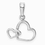 10K / 14K White Gold Polished Intertwined Double Heart Pendant - Product Photo