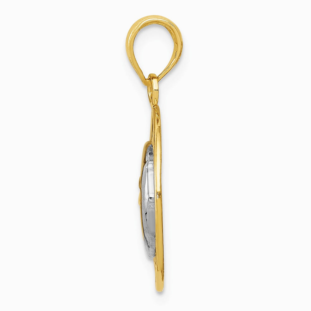 10K / 14K Yellow with Rhodium W/Rhodium Sun and Moon Pendant - Product Photo