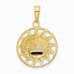 10K / 14K Yellow with Rhodium W/Rhodium Sun and Moon Pendant - Product Photo