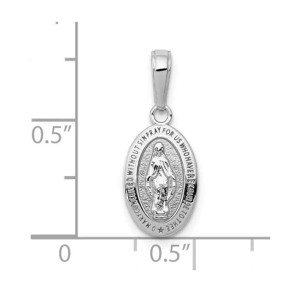 10K / 14K White Gold Miraculous Medal Charm - Product Photo