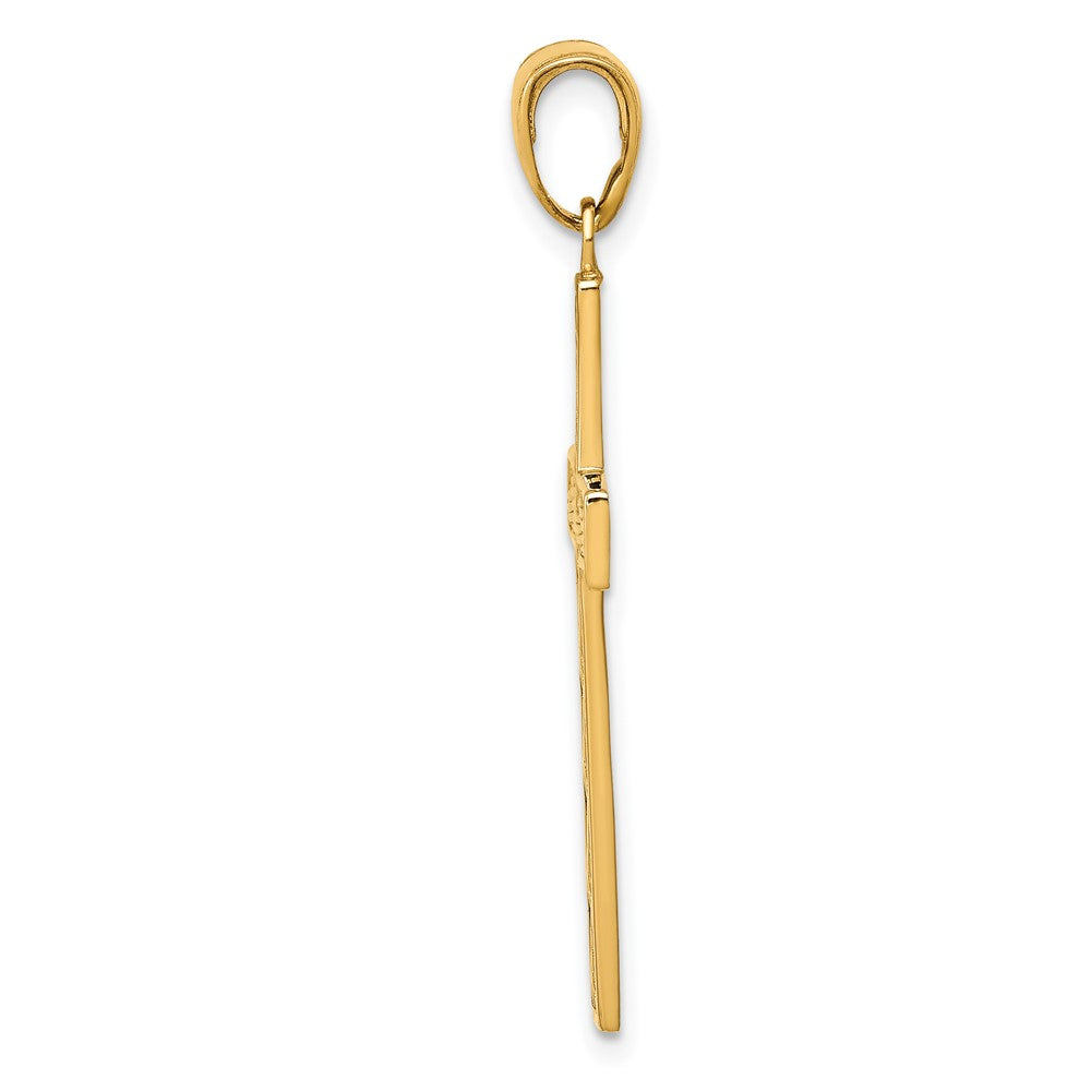 10K / 14K Yellow Gold Rope Cross Pendant - Product Photo