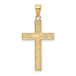 10K / 14K Yellow Gold Rope Cross Pendant - Product Photo