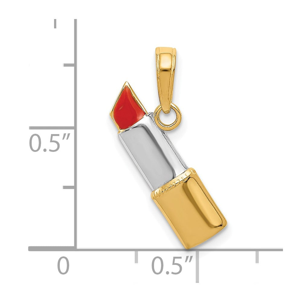 10K W/Rhodium Enameled Lipstick Charm - Product Photo