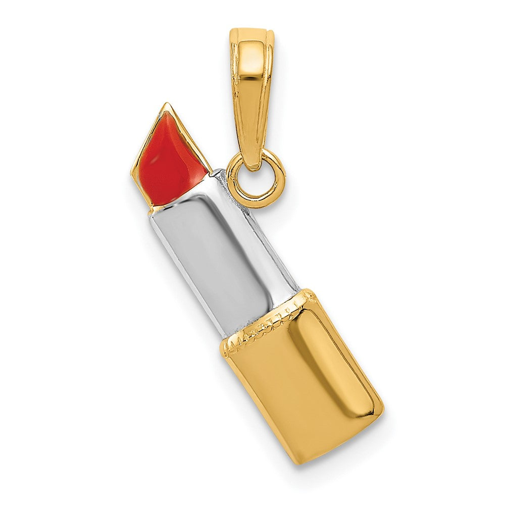 10K W/Rhodium Enameled Lipstick Charm - Product Photo