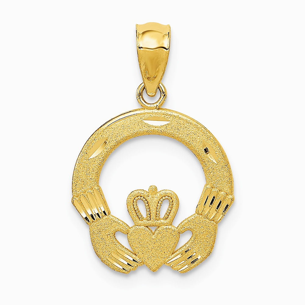 10K / 14K Yellow Gold Claddagh Charm - Product Photo