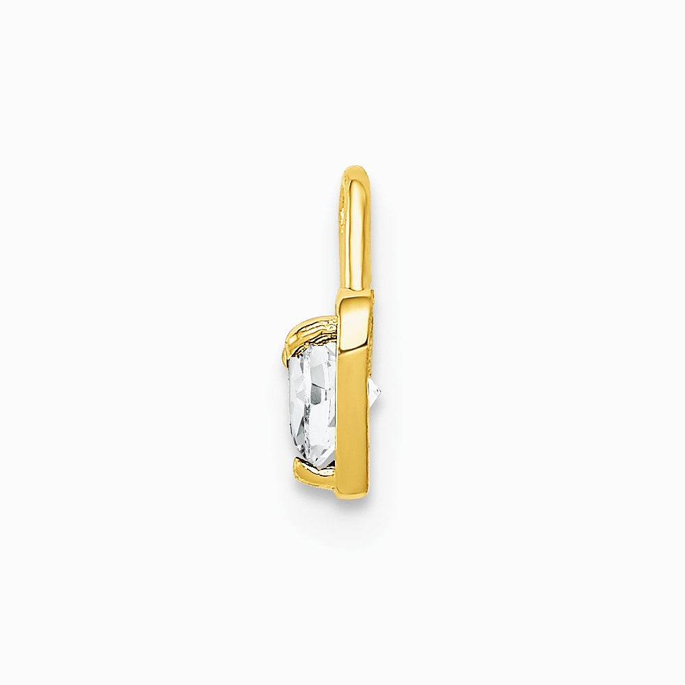 10K / 14K Yellow Gold 10ky April Synthetic Birthstone Heart Charm - Product Photo