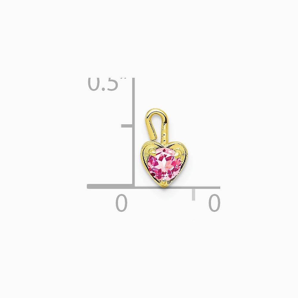 10K / 14K Yellow Gold 10ky October Synthetic Birthstone Heart Charm - Product Photo