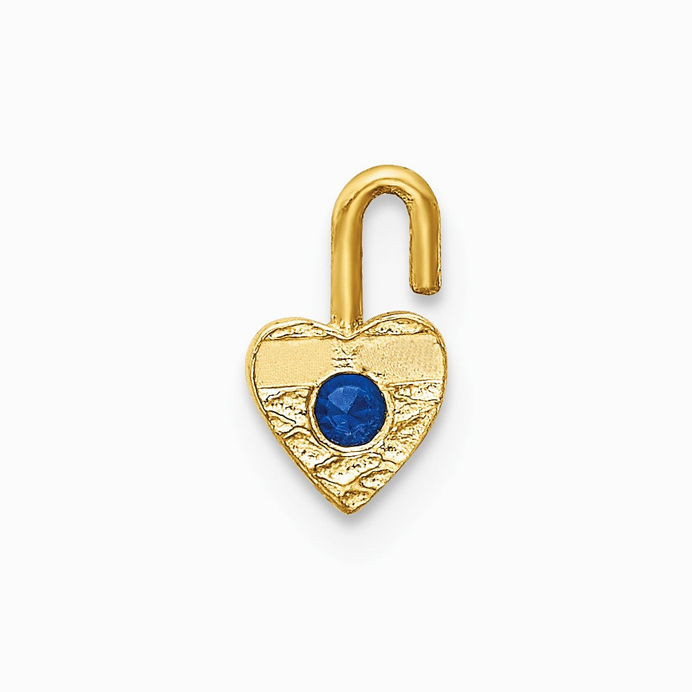 10K / 14K Yellow Gold 10ky September Synthetic Birthstone Heart Charm - Product Photo