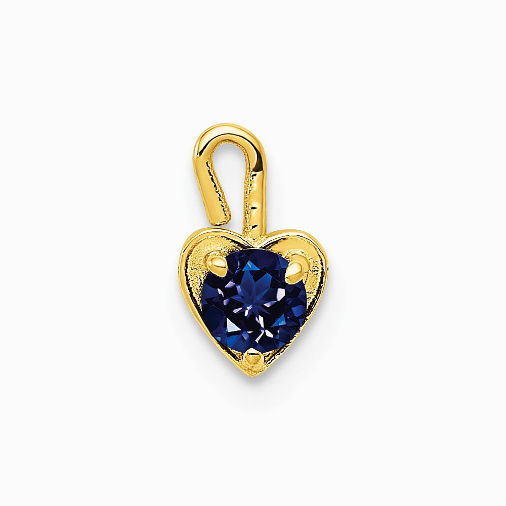 10K / 14K Yellow Gold 10ky September Synthetic Birthstone Heart Charm