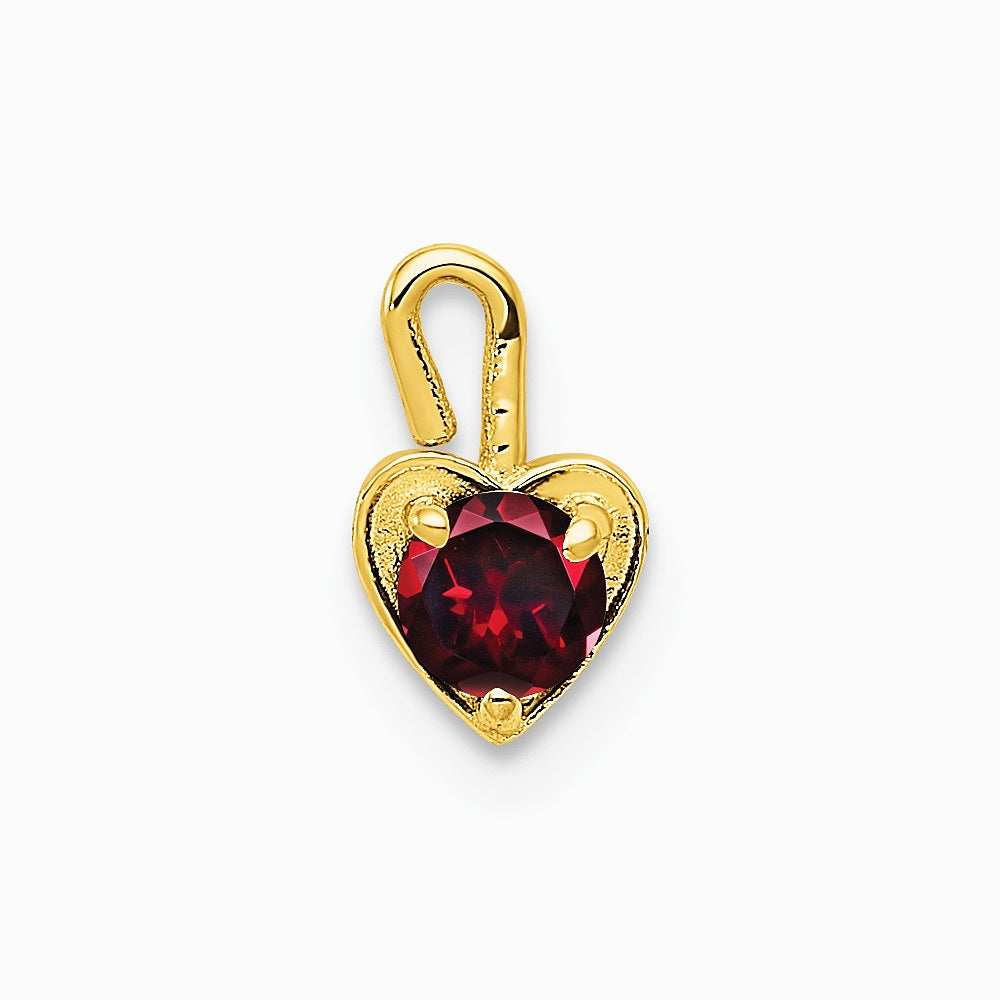 10K / 14K Yellow Gold 10ky July Synthetic Birthstone Heart Charm