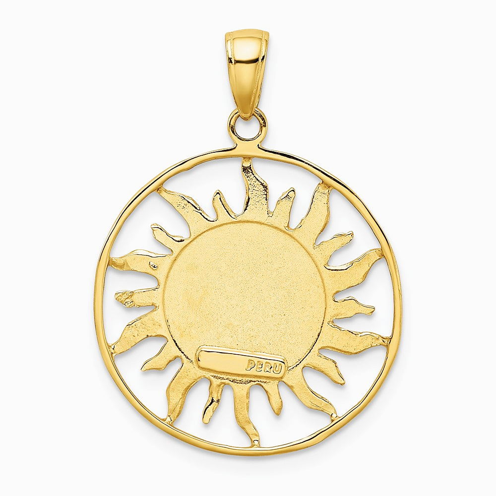 10K / 14K Yellow Gold Polished Sun with Moon & Star Charm - Product Photo