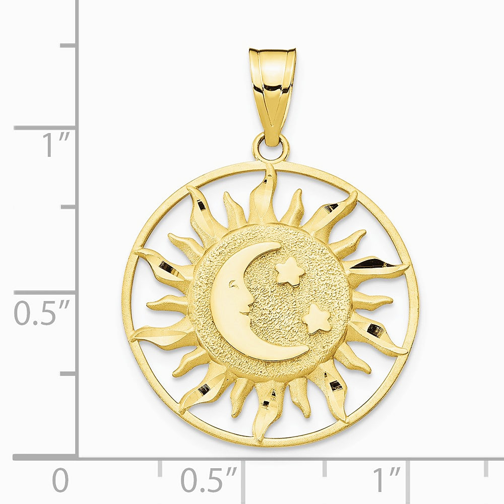 10K / 14K Yellow Gold Polished Sun with Moon & Star Charm - Product Photo