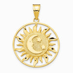 10K / 14K Yellow Gold Polished Sun with Moon & Star Charm - Product Photo