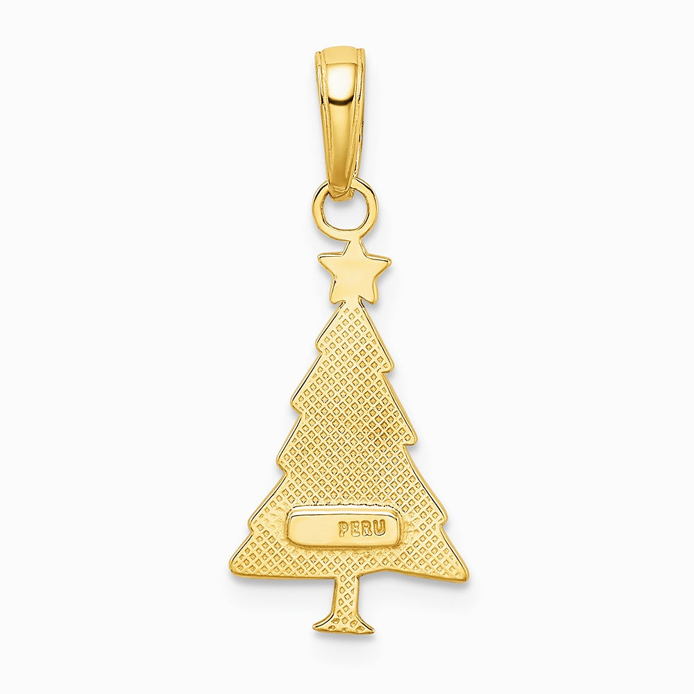 10K / 14K Yellow Gold Polished Christmas Tree Pendant - Product Photo