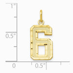 10K / 14K Yellow Gold 10ky Casted Medium Diamond-cut Number 6 Charm - Product Photo