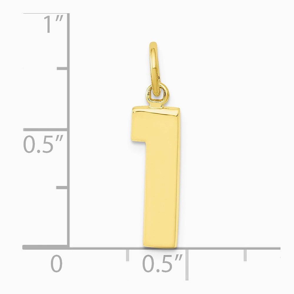 10K / 14K Yellow Gold Medium Polished Number 1 Charm - Product Photo