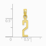10K / 14K Yellow Gold Number 2 Block Charm - Product Photo