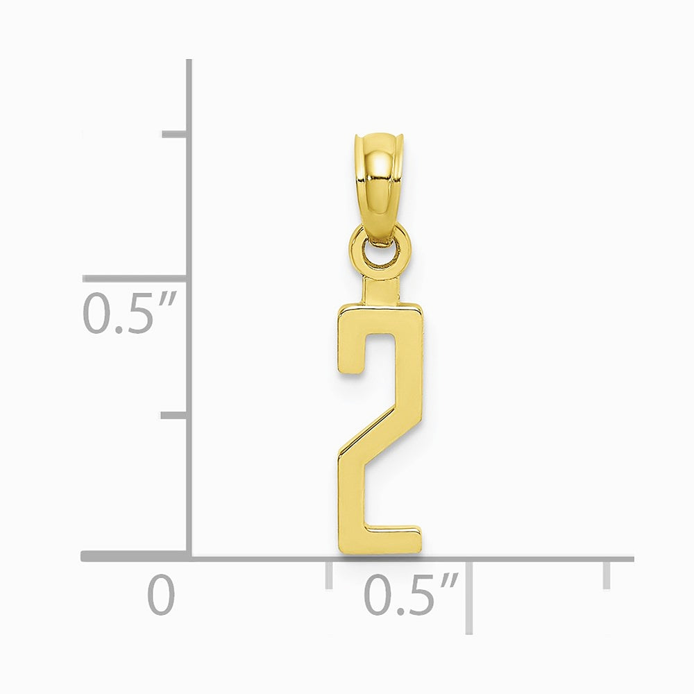 10K / 14K Yellow Gold Number 2 Block Charm - Product Photo
