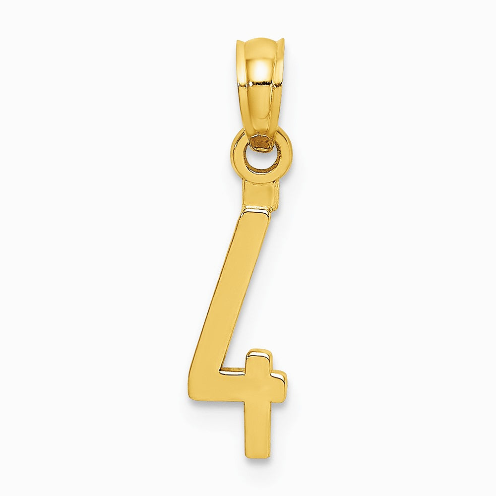 10K / 14K Yellow Gold Number 4 Block Charm - Product Photo