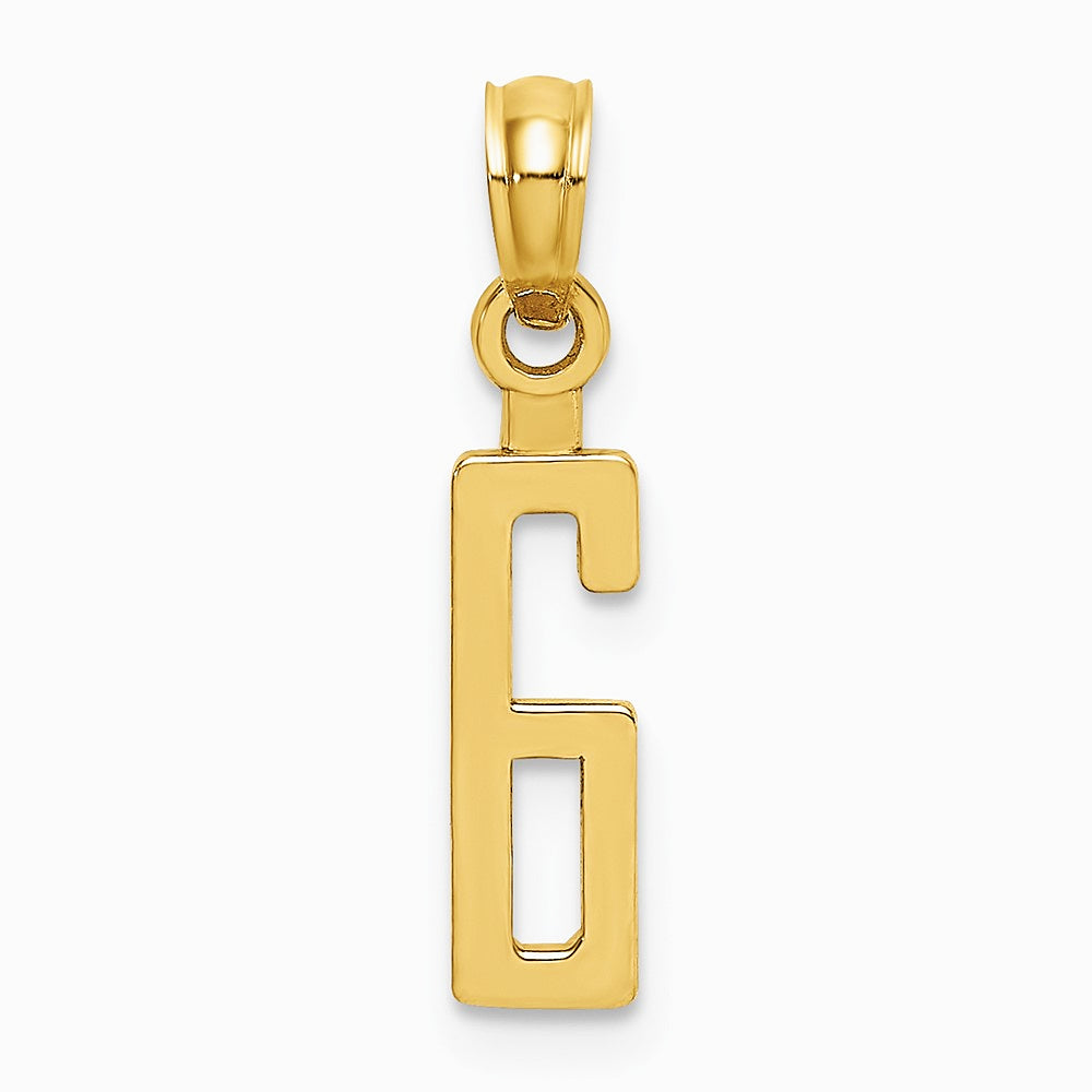 10K / 14K Yellow Gold Number 6 Block Charm