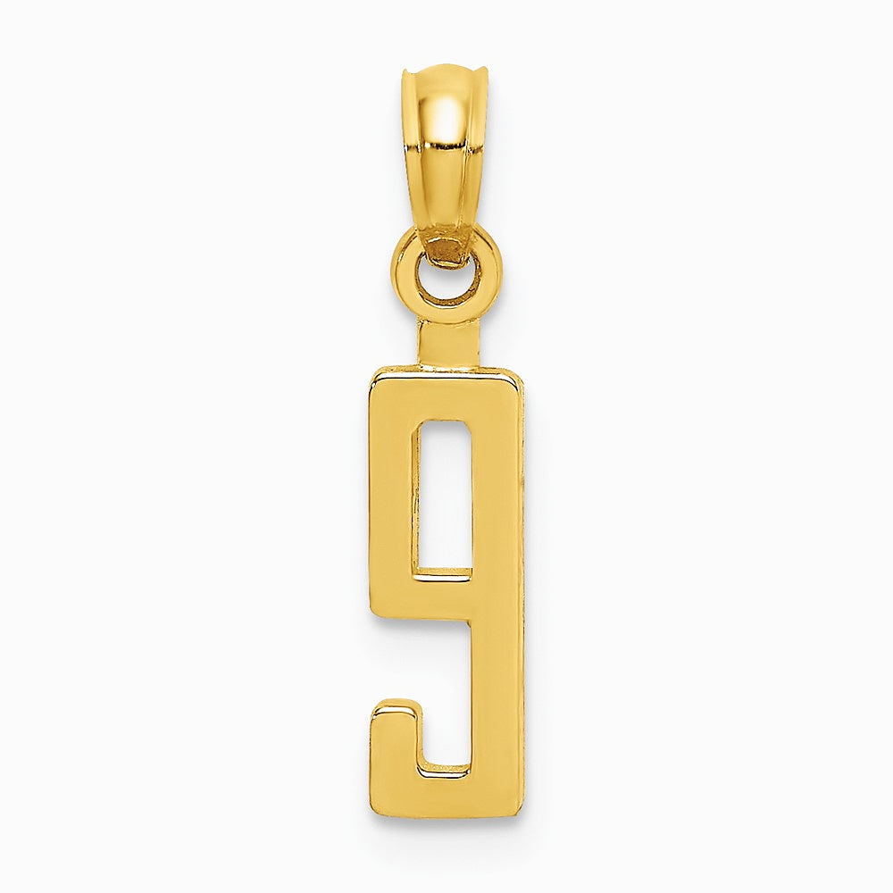 10K / 14K Yellow Gold Number 9 Block Charm