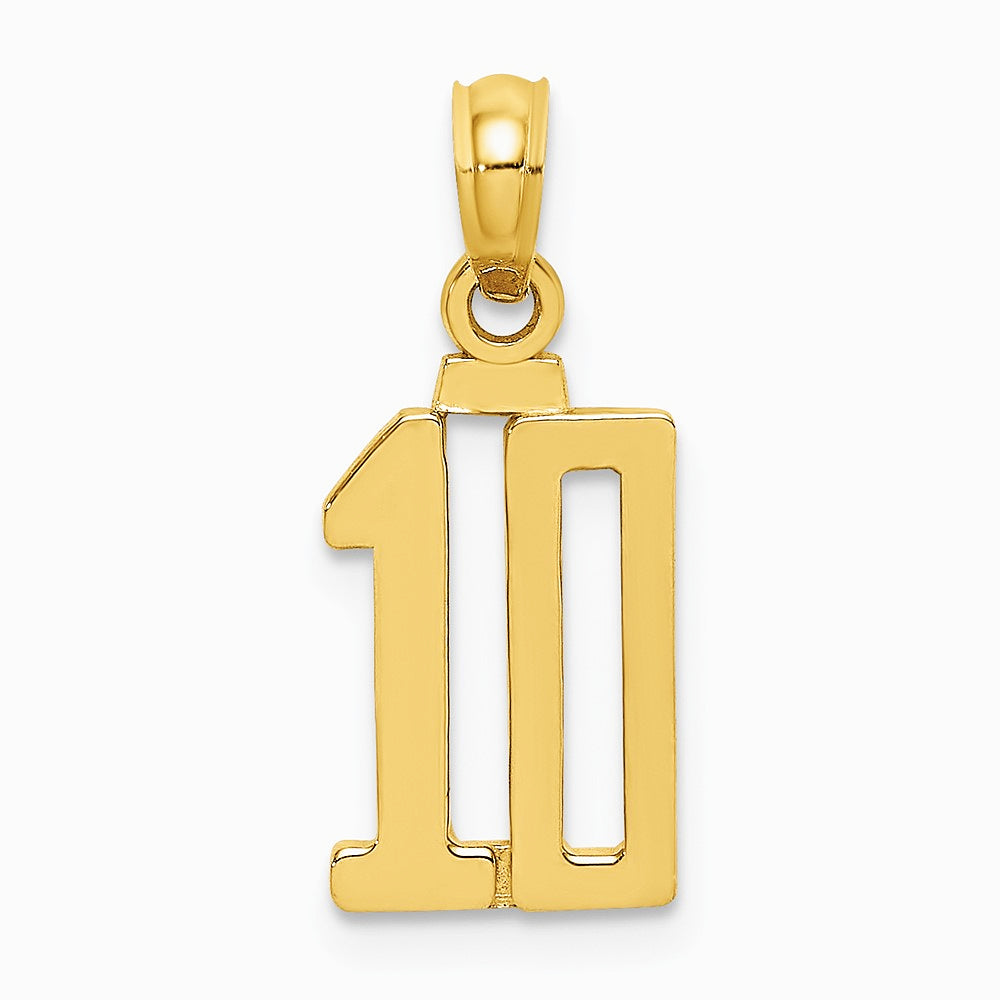 10K / 14K Yellow Gold Number 10 Pendant - Product Photo