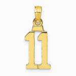 10K / 14K Yellow Gold Number 11 Pendant - Product Photo