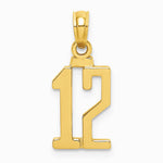 10K / 14K Yellow Gold Number 12 Pendant - Product Photo