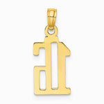 10K / 14K Yellow Gold Number 16 Pendant - Product Photo