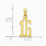 10K / 14K Yellow Gold Number 16 Pendant - Product Photo