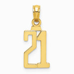 10K / 14K Yellow Gold Number 21 Pendant - Product Photo
