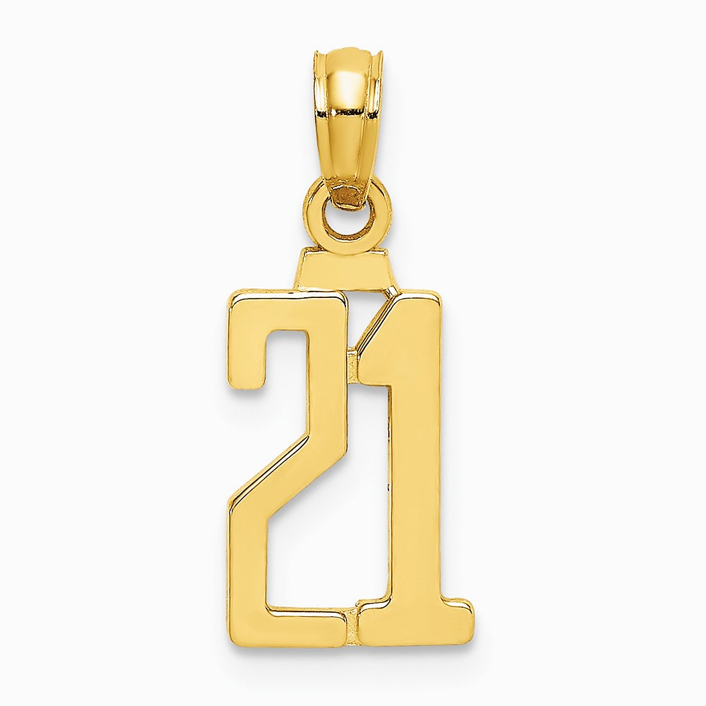10K / 14K Yellow Gold Number 21 Pendant