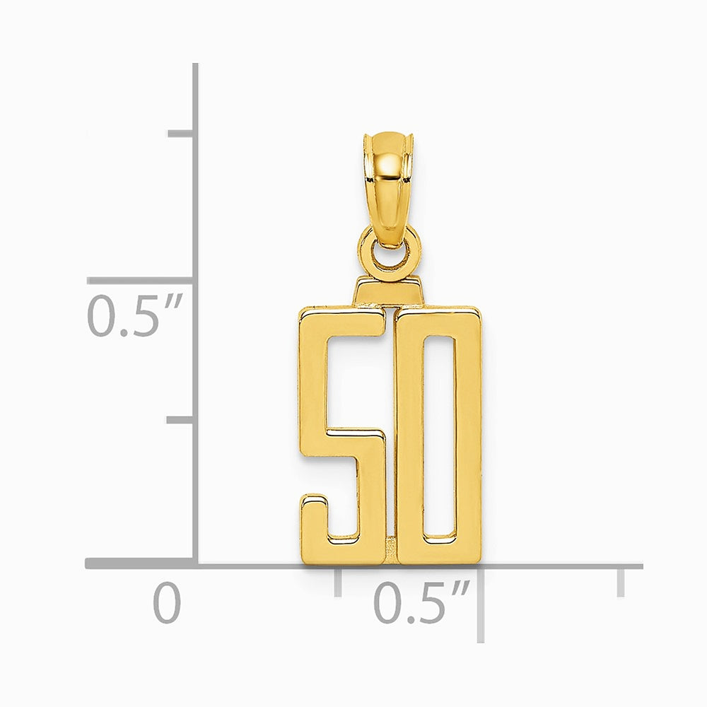 10K / 14K Yellow Gold Number 50 Pendant - Product Photo