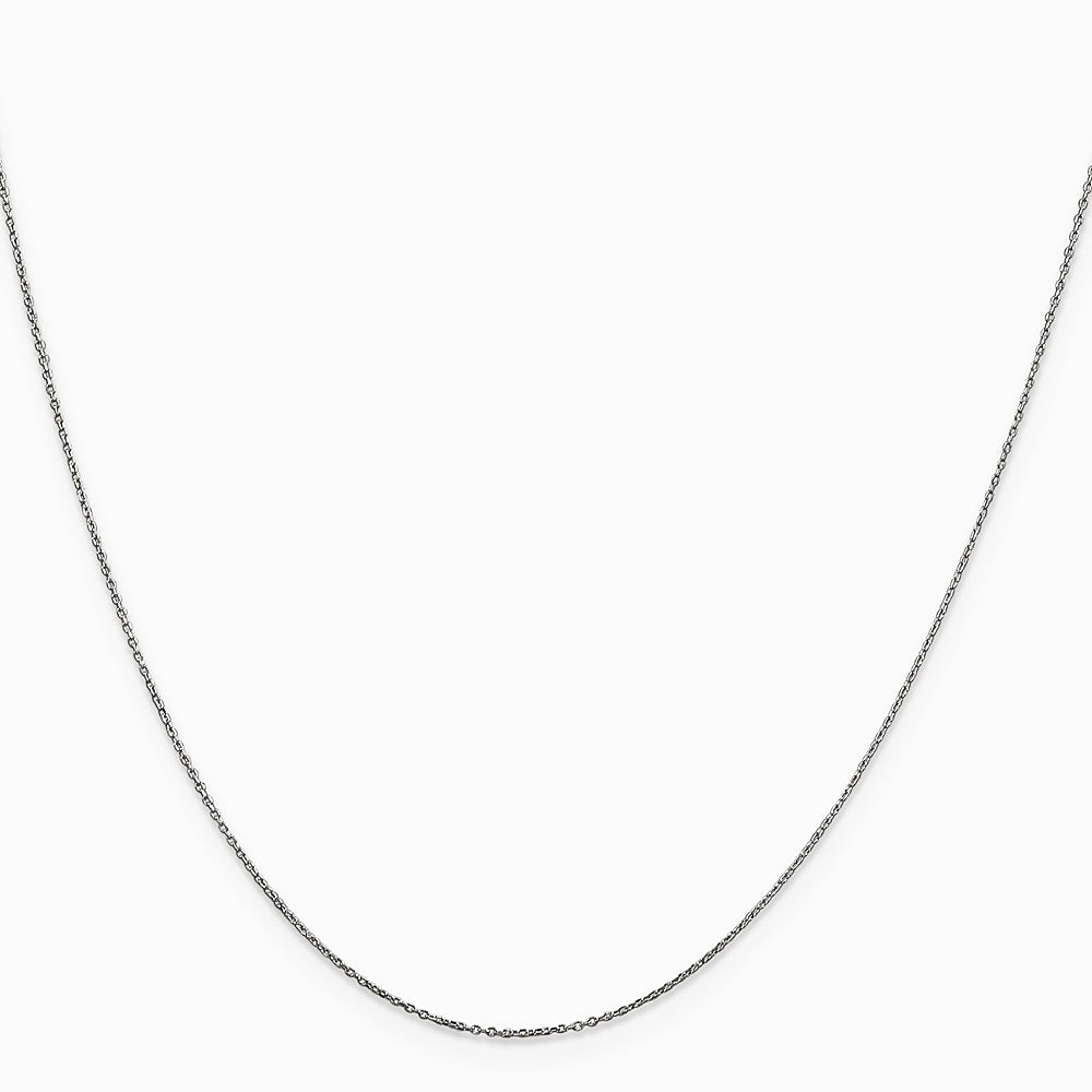 10K White Gold .6mm Diamond-Cut Round Open Link Cable Chain Necklace 14"-24" - Product Photo
