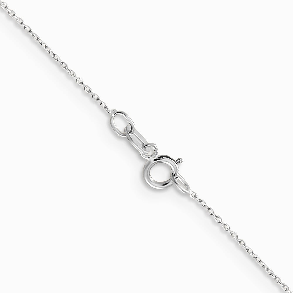 10K White Gold .6mm Diamond-Cut Round Open Link Cable Chain Necklace 14"-24" - Product Photo