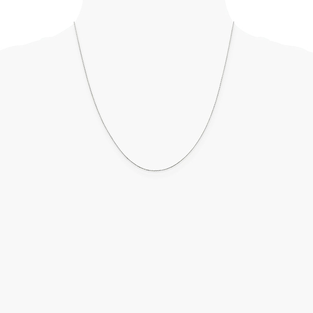 10K White Gold .6mm Diamond-Cut Round Open Link Cable Chain Necklace 14"-24" - Product Photo