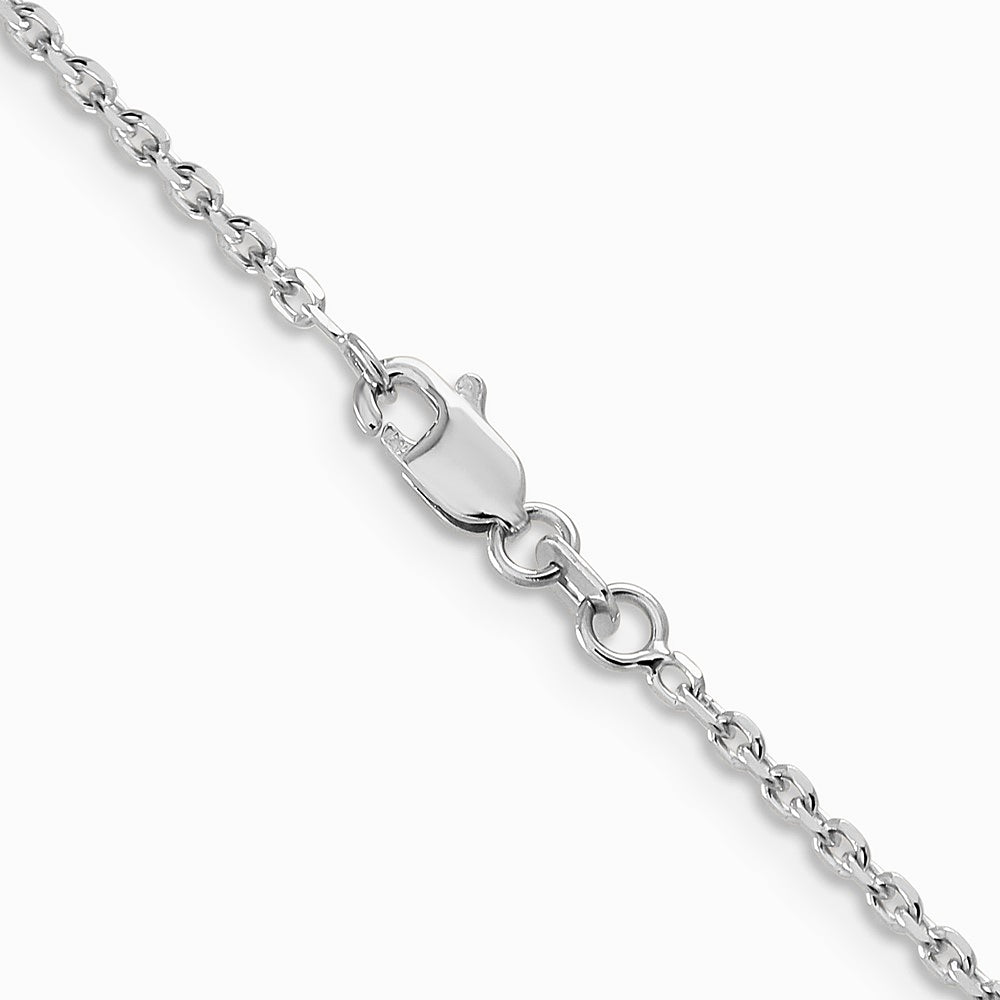 10K White Gold 1.65mm Diamond-Cut Cable Chain Necklace 16"-24" - Product Photo