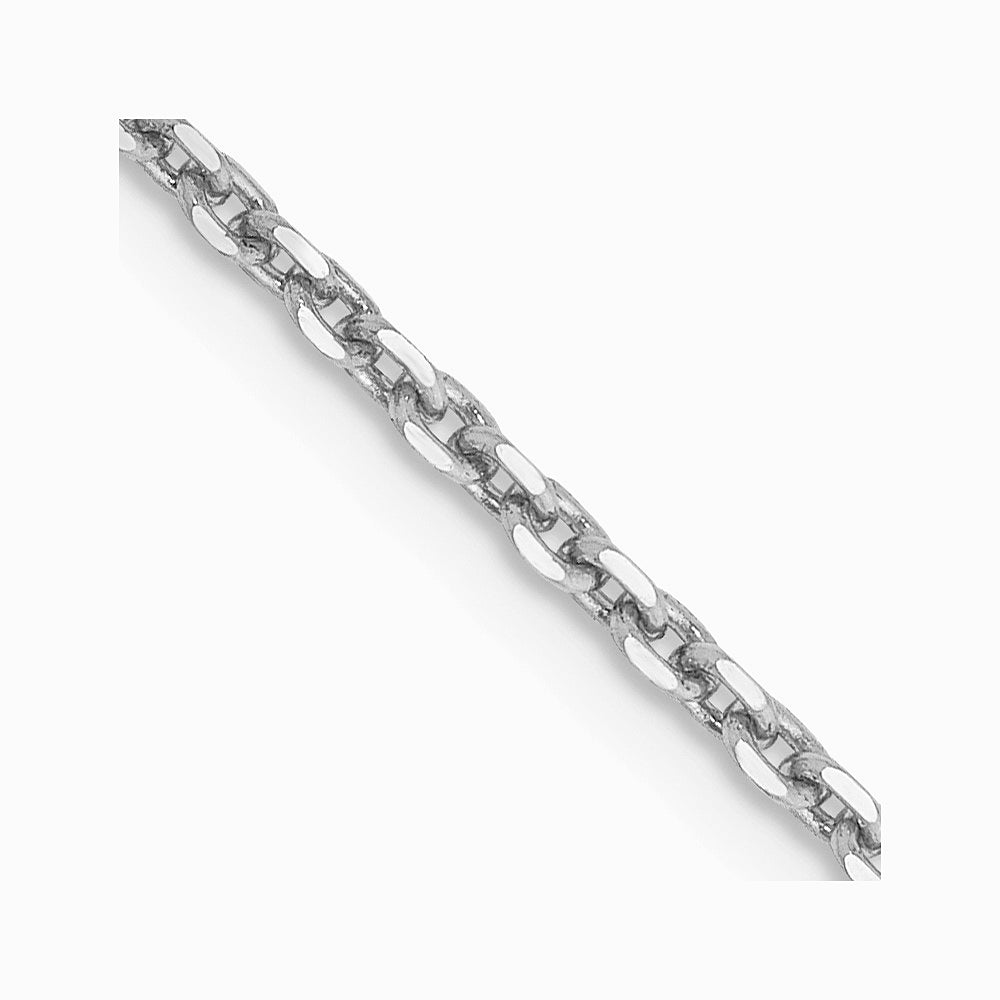 10K White Gold 1.65mm Diamond-Cut Cable Chain Necklace 16"-24"