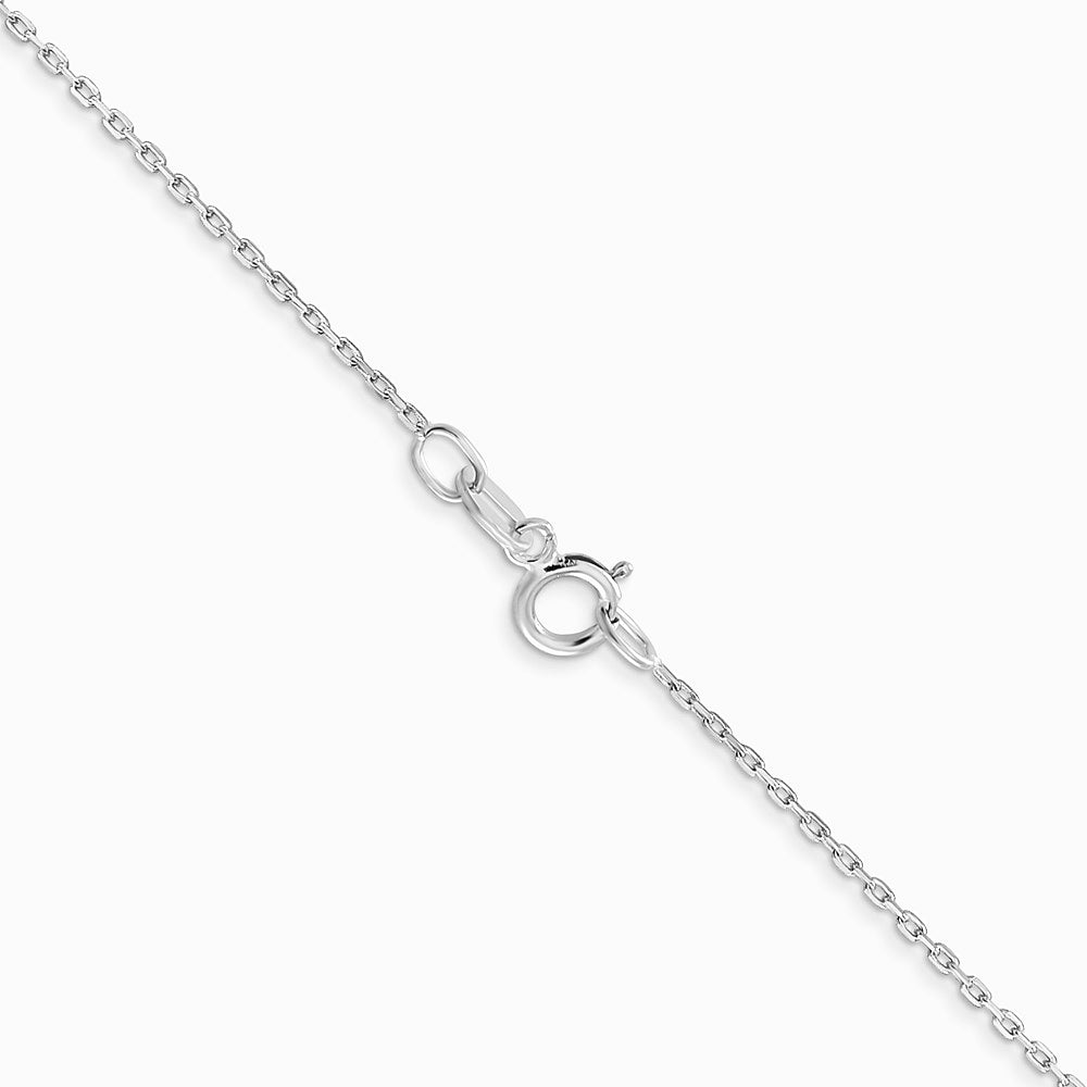 10K White Gold .8mm D/C Cable with Spring Ring Clasp Chain Necklace 14"-24" - Product Photo