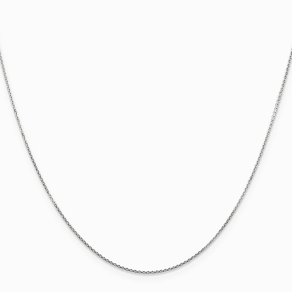 10K White Gold .8mm Diamond-Cut Round Open Link Cable Chain Necklace 16"-24" - Product Photo