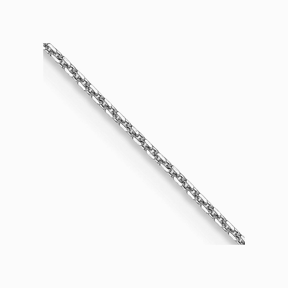 10K White Gold .8mm Diamond-Cut Round Open Link Cable Chain Necklace 16"-24" - Product Photo